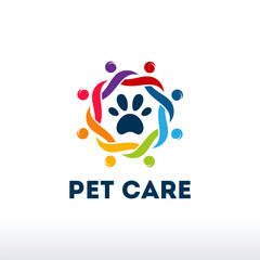 Colorful Pet Care logo designs concept vector, Colorful Paw logo