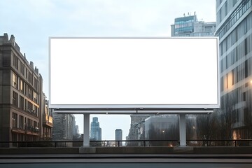 Obraz premium Horizontal Blank White Billboard Mockup for High-Visibility Promotional Advertising Display
