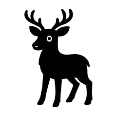 Obraz premium Cute deer icon with antlers in black silhouette style