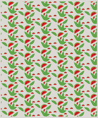 Cute watermalon seamless pattern for textile, wrapping, wallpapers, etc. Sweet red ripe watermalons on red, Vector illustration.