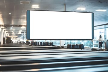 Blank Advertising Billboard at Conveyor Belt Luggage Area for High-Visibility Airport Branding