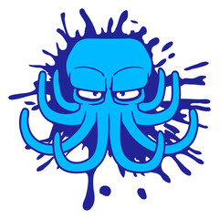 Octopus ink stain drop graffiti spray evil bad fun Isolated Vector Graphic Design Illustration
