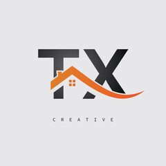 TX Real Estate Creative Logo – Minimalist House Roof Monogram for Property, Realtor & Construction Branding