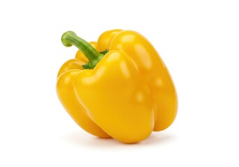 Single yellow bell pepper isolated on white background