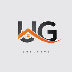 UG Real Estate Creative Logo – Minimalist House Roof Monogram for Property, Realtor & Construction Branding