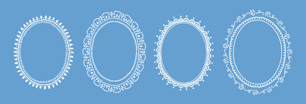 Set of line frames with wavy, curly edges. Ornaments, patterns. Doodle, cute retro borders. Design for card, invitation, cover, packaging. La dolce vita style.
