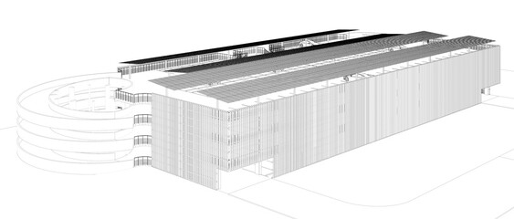 3D illustration of parking facility