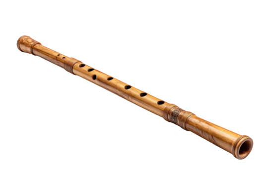 Authentic handmade bamboo shakuhachi flute musical instrument traditional japanese woodwind shakuhachi elegant design professional quality musical on transparent background art zen