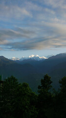 Mountains in Himalayas, view of Snowcapped Kanchenjunga 