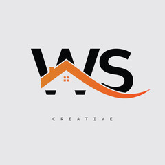  WS Real Estate Creative Logo – Minimalist House Roof Monogram for Property, Realtor & Construction Branding