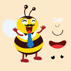 Cartoon illustration of father bee character. Vector illustration.