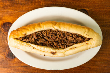 Steak sandwich on a plate