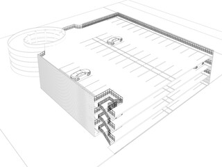 3D illustration of parking facility