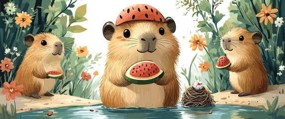 Guinea Pigs with Juicy Fruit Bowls