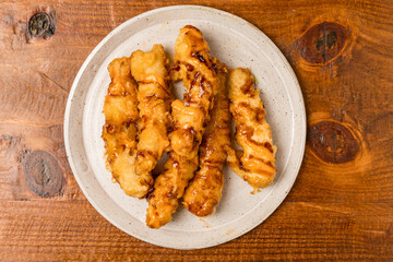 Tempura calamari on a plate