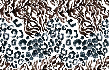 Leopard and zebra pattern design, illustration background, brown leopard and zebra design pattern. Textile print pattern.