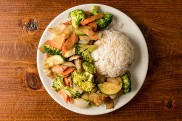 Stir fried vegetables with white rice