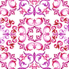 Watercolor abstract motif pattern. Seamless tribal pattern design