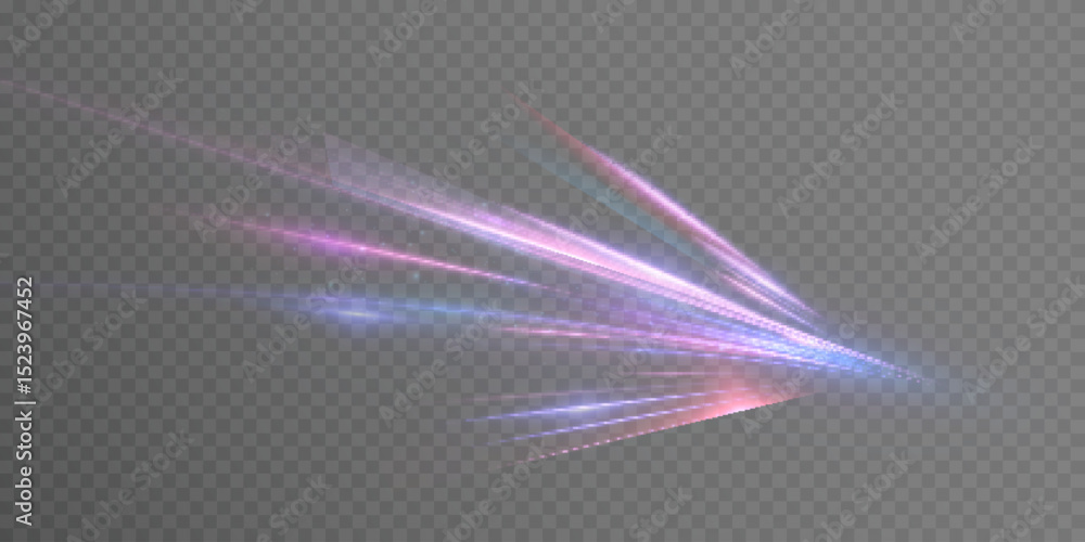 Aufkleber transparent pink-violet rays of light create a feeling of acceleration, movement of the light flow. 