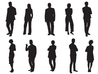 Business People Silhouettes, Vector Illustration Isolated on White Background.