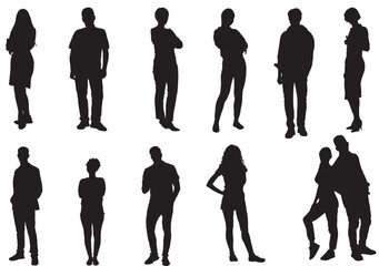 People Silhouettes Collection, Vector Illustration Isolated on White Background