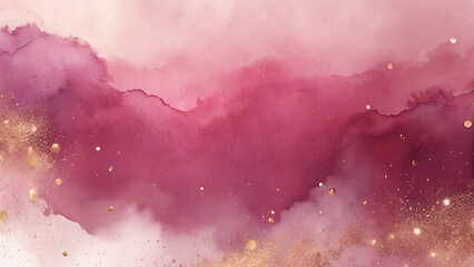 Fototapeta premium rich burgundy and rose gold-watercolor background