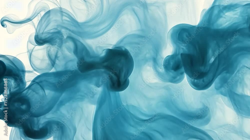 Poster abstract teal smoke patterns on white background