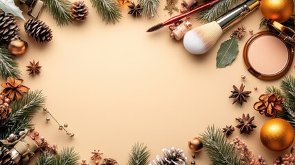 Christmas makeup flatlay