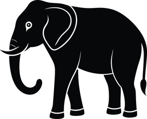Traditional Indian Elephant Silhouette Vector in Side Profile