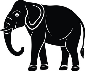Cultural Indian Elephant Silhouette Vector in Flat Style