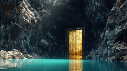 Golden Door in a Cave