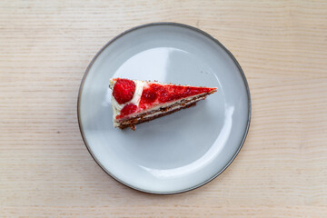 A slice of red velvet cake.