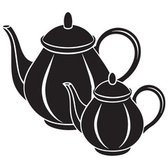 teapot isolated on white background, teapot icon silhouette vector style
