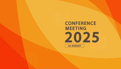 A professional conference meeting template for an event. This modern banner features an abstract orange and yellow background, perfect for a business presentation, summit, or poster.
