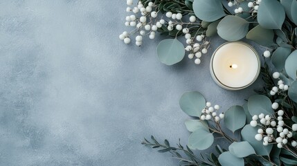 Elegant candle and greenery arrangement
