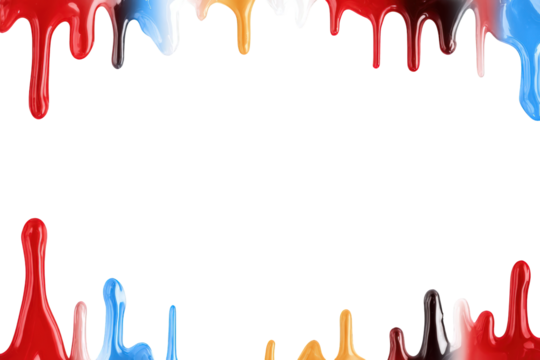 Abstract colorful paint dripping border design background image for creative projects and digital designs perfect for modern and trendy graphic designs on transparent background