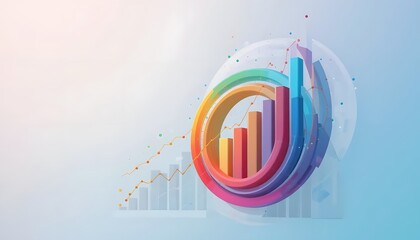 Abstract Business Growth Chart with Colorful Rings and Line Graph