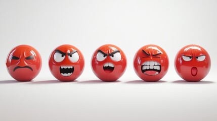 Red Emojis Angry Expressions.