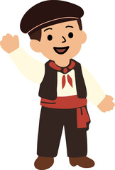 Adorable child in traditional Portuguese costume showcasing cultural heritage with colorful, historical clothing perfect for festivals and celebrations.