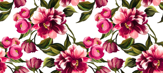 Painting flowers pattern. Seamless floral pattern design