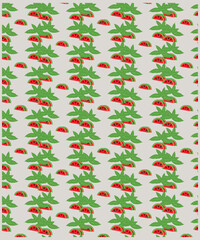 Summer sale banner with watermelon. Summer design with watermelon slices and seeds in bright summer colors. seamless knitted pattern with green watermelon fruit. Seamless pattern - fruit