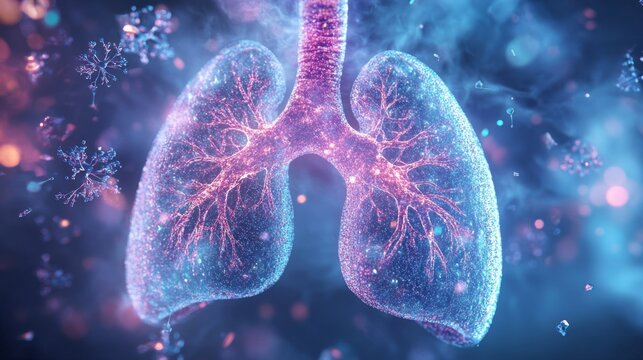 Conceptual Image of Acetylcysteine Effect on Mucus in Lungs
