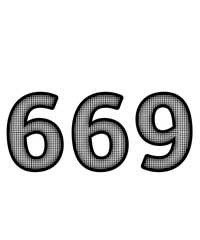 Black and white color numbers 669