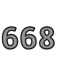 Black and white color numbers 668
