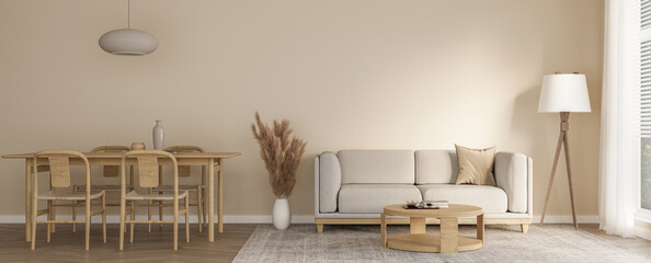 Bright, Minimalist Living and Dining Room
