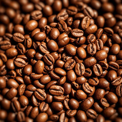Obraz premium Richly Roasted Coffee Beans Filling the Frame, Ideal for Culinary and Beverage Backgrounds