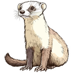 Obraz premium ferret, animal, vector, transparent background, creature, mustela putorius furo, cute, mammal, isolated, wildlife, one animal, nature, furry, vertebrate