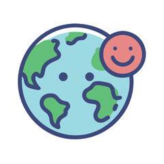 Fototapeta premium Smiling Earth globe with friendly face and cheerful color design for environmental awareness 