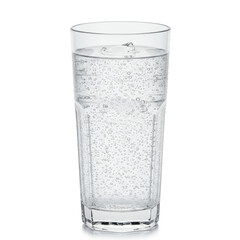 Sparkling carbonated water transparent PNG, isolated background. Fresh refreshing cold summer drink in a tall glass, sweet tasty beverage