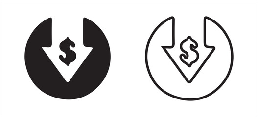 Financial Growth Icon with Dollar Sign and Upward Arrow – Vector Line Art. Victor illustration eps 10